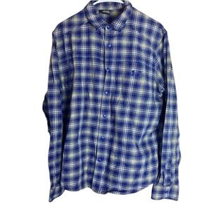 Under Armor Blue and White Plaid Men's Shirt Size Large Western Button Snap